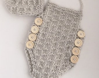 Newborn knit romper in alpaca blend, photo prop,gift,coming home,ready to ship
