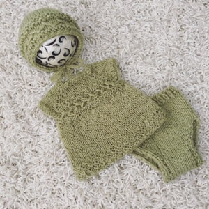 Newborn Knit Outfit PATTERN: Leeara Swing Top, Bottoms & Bonnet (PDF Download)
