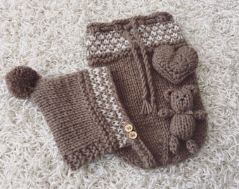 Instant Download PDF Photography Prop Newborn Knitting PATTERN Newborn reborn knit Huron Snuggle Swaddle sac set
