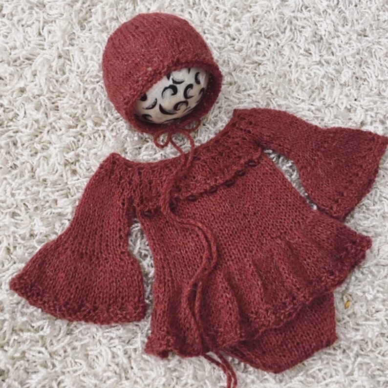 Newborn Knitting PATTERN Instant Download PDF Photography Prop knit romper Newbornreborn Size Knit Ginevra Romper set