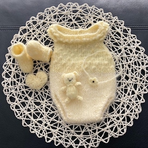 Newborn Romper Knitting Pattern: Raziya 4-Piece Set (PDF Download)