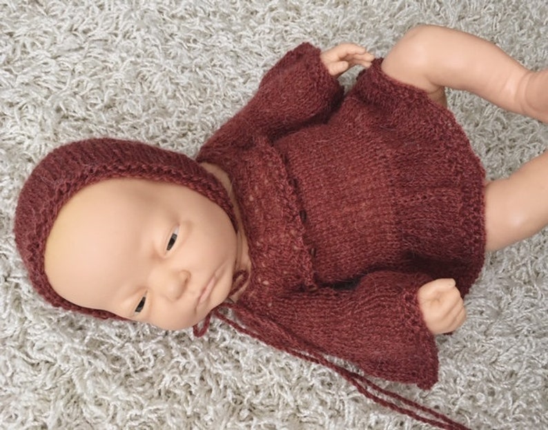 Newborn Knitting PATTERN Instant Download PDF Photography Prop knit romper Newbornreborn Size Knit Ginevra Romper set