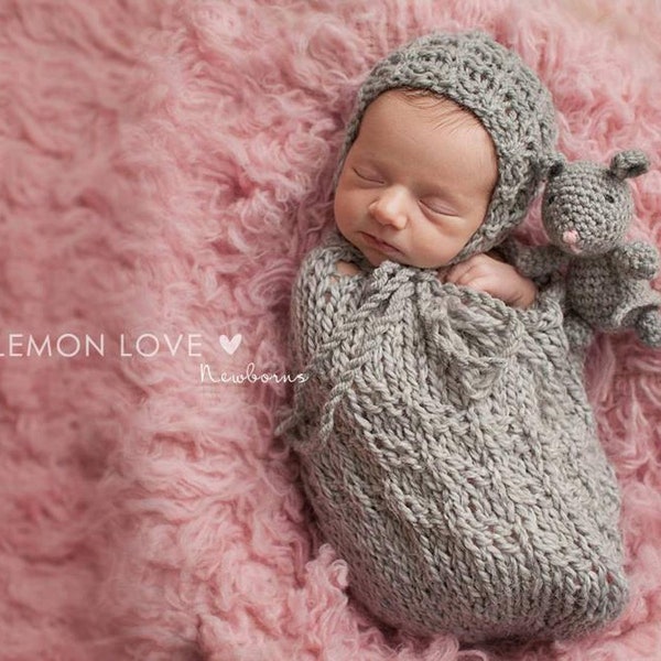 Newborn Knitting PATTERN - Newborn Swaddle'me sack set - Instant Download PDF - Photography Prop  Newborn  Reborn size