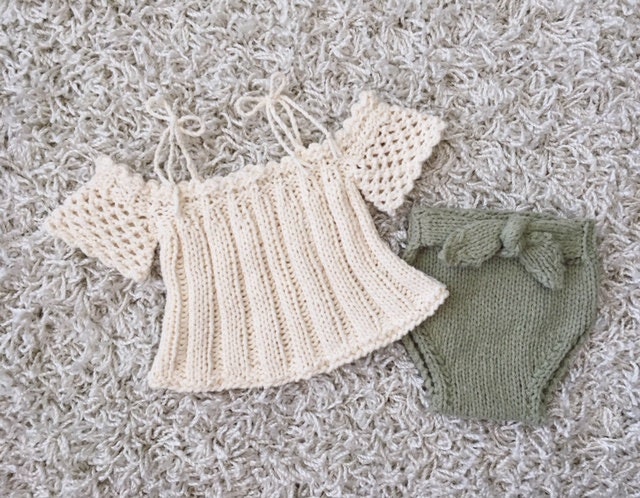 Instant Download PDF Newborn Knitting PATTERN Photography Prop Newborn reborn Size Rain Drops Romper and bonnet