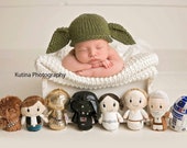 Newborn Knitting PATTERN - Newborn/Reborn size Knit Yoda-cutest baby beanie - Instant Download PDF - Photography Prop