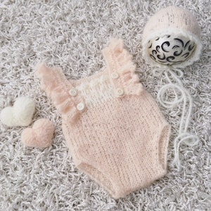 Newborn Knitting/crochet PATTERN - Newborn size Nerine romper set with heart lovie - Instant Download PDF - Photography Prop