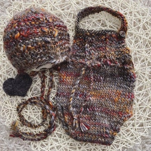 Newborn size knit Tresses romper set, photo prop,gift idea,coming home