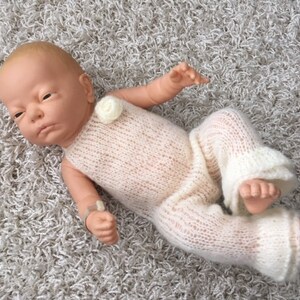 Newborn Knitting PATTERN - Newborn  reborn Size Sanita romper with ruffle legs - Instant Download PDF - Photography Prop