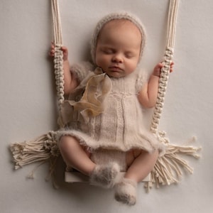 Newborn Knitting PATTERN - Newborn knit Mattea 4 piece set - Instant Download PDF - Photography Prop  Newborn  Reborn size