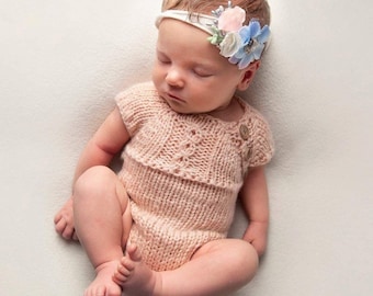 Newborn Knitting PATTERN - Newborn/Reborn Size Knit Jan Romper - Instant Download PDF - Photography Prop