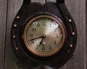 1930 black forest wooden horseshoe clock