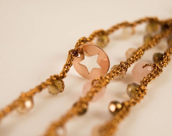 Copper necklace with beads and stars