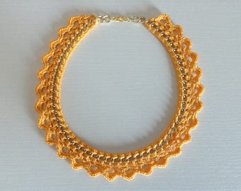 Sunflower Crochet Necklace and chain