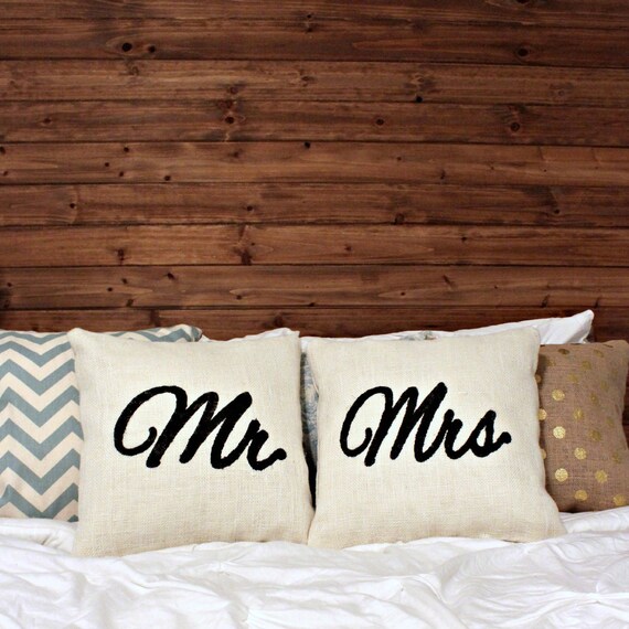 Items similar to Mr and Mrs Pillow Set Wedding Gift for Newlyweds on Etsy