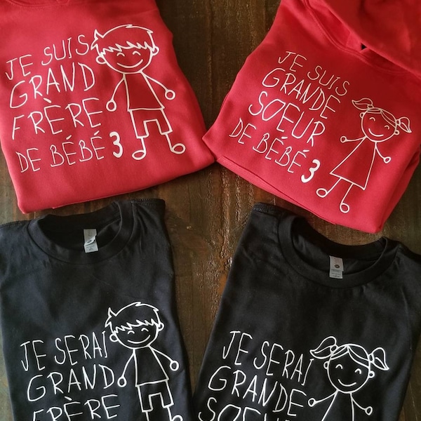 T-Shirt and hoodie I will be big sister or I will be big brother, personalized, child