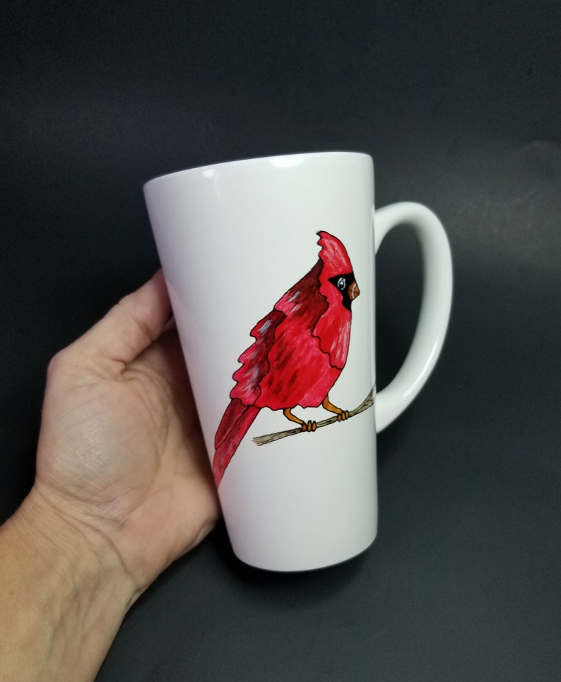 Hand Painted Coffee Mug Bird Porcelain Gift Decoration Etsy