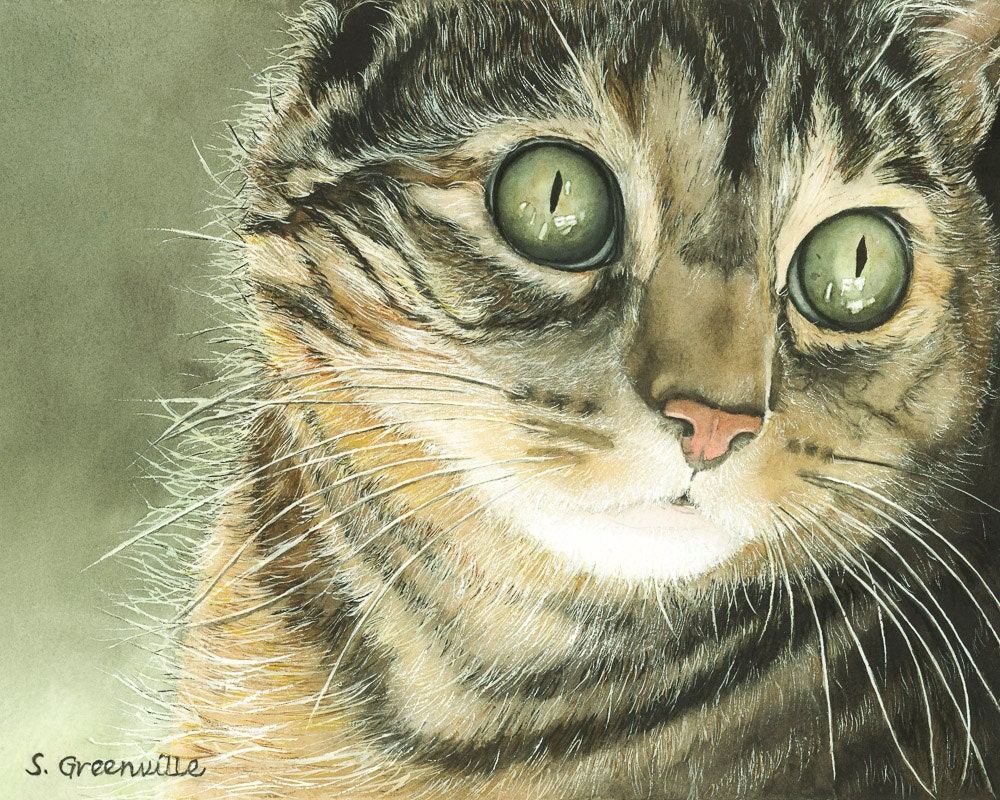Original Watercolor Print of a Tabby Cat 8 X 10 Inches - Etsy
