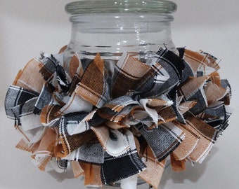 Candle Ring, Autumn decor, Neutral Rag Candle Ring, Farmhouse table, Autumn decor, Candle cozie, Rustic table, Jar Candle