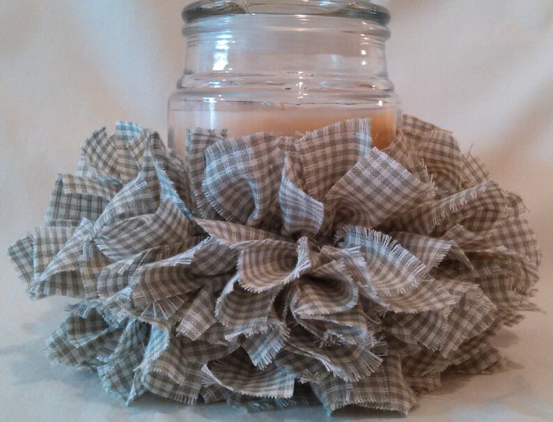 Rag Candle Ring Shabby Candle Ring French Country Decor Etsy