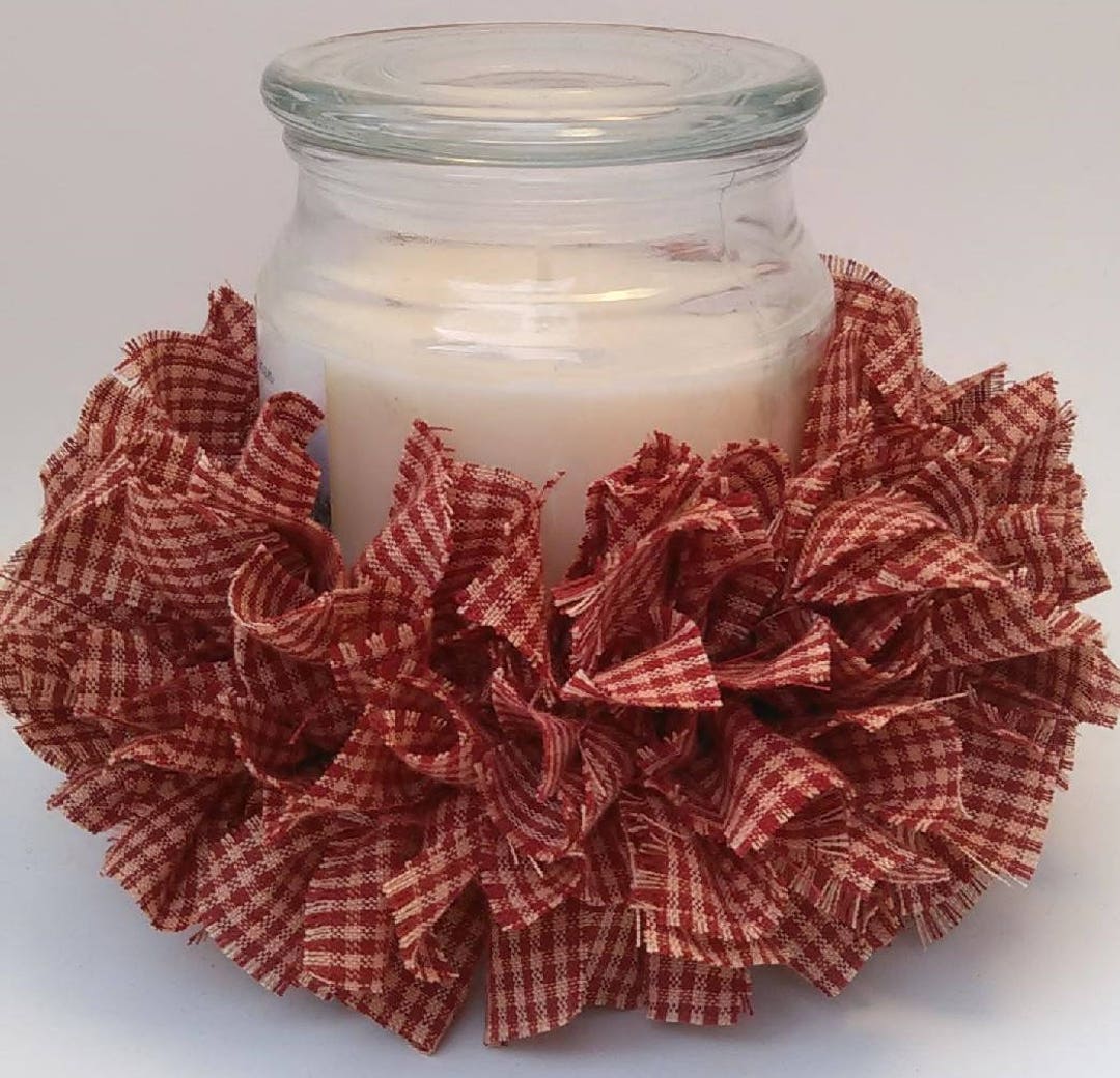 Rag Candle Ring, Rustic Red Decor, Rooster Decor, Western Decor ...