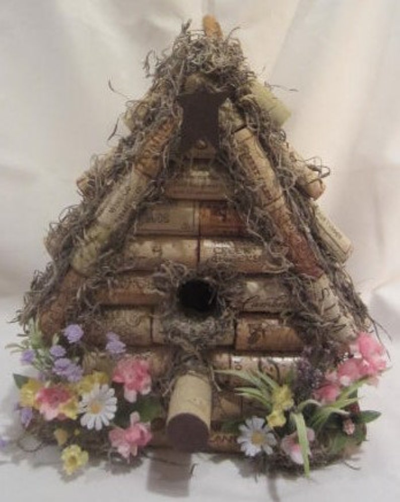 Cork Birdhouse Gardeners Bird House Upcycled Wine decor Etsy