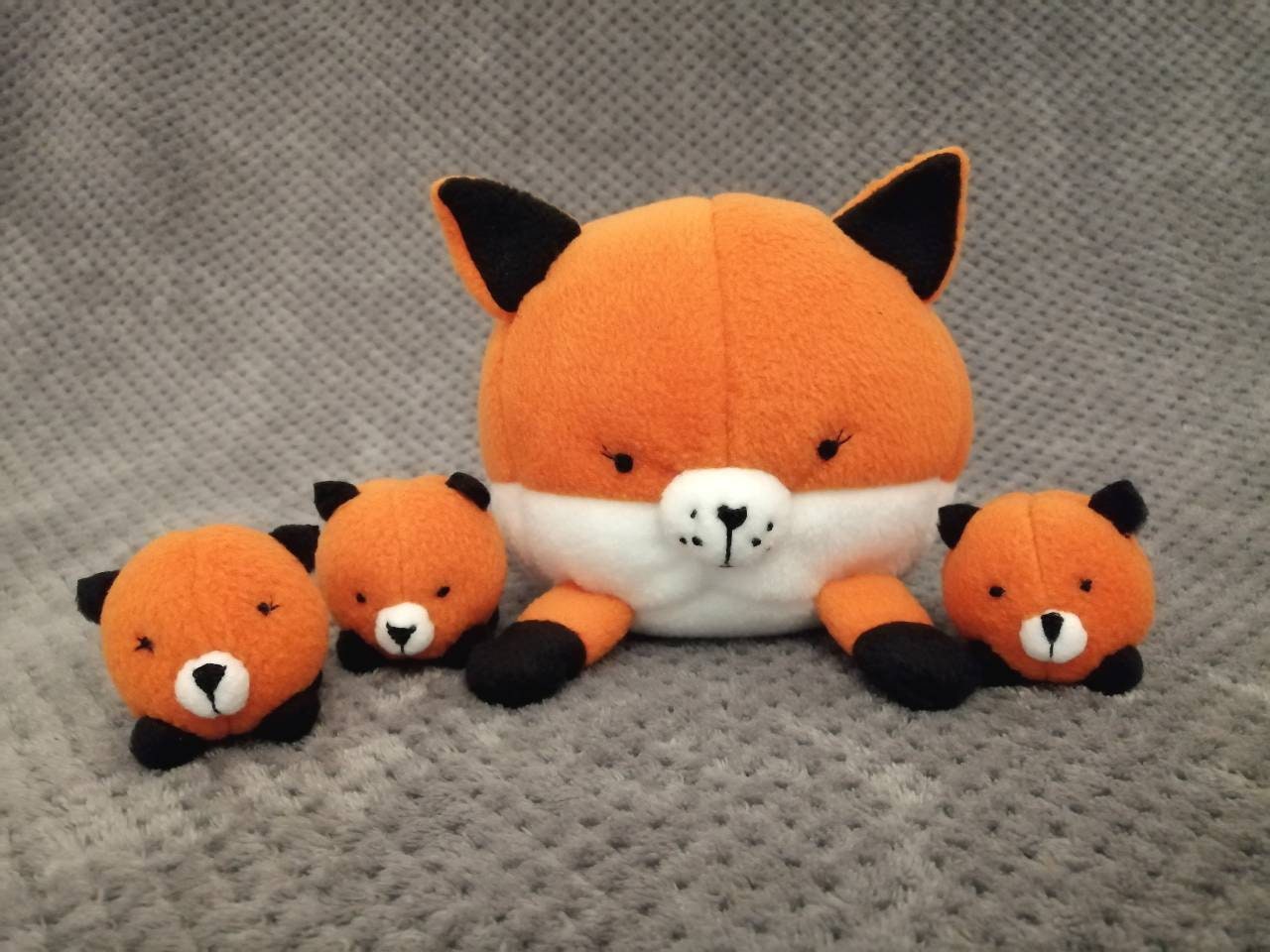 Fox With Three Babies, Pregnant Stuffed Animal, Soft Toy Etsy