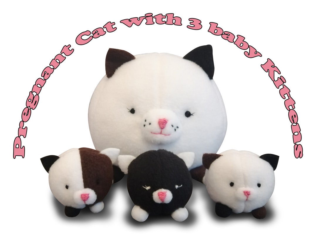 Cat With Tree Baby Kittens Pregnant Stuffed Animal Soft Toy Etsy