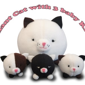 Cat with tree baby kittens, pregnant stuffed animal, soft toy