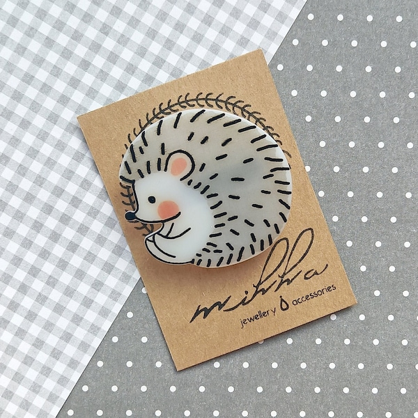 Épingle à broche de hérisson mignon, bijoux d’animaux à thème Woodland, épingles en acrylique Porcupine pour sacs à dos, cadeau d’infirmière drôle de dink shrinky Kawaii