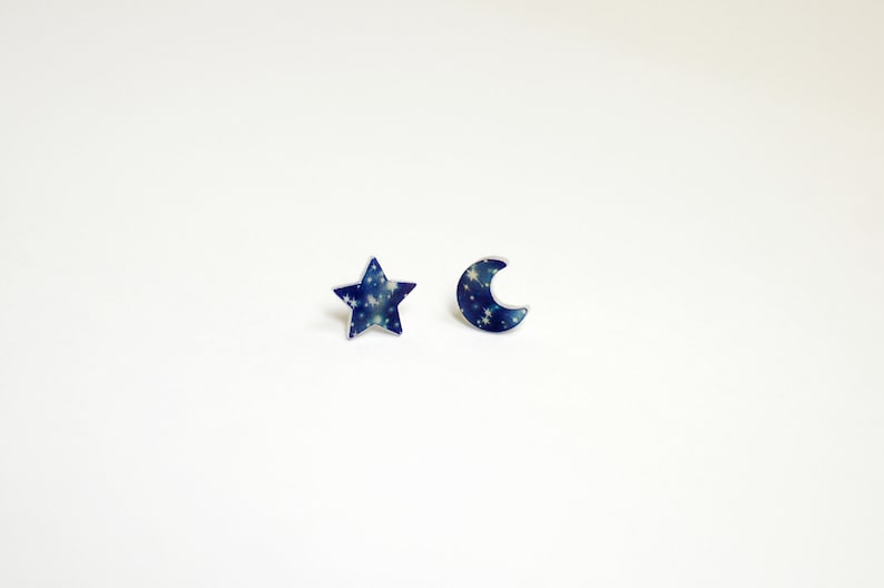 Galaxy Moissanite Earrings Sterling Silver Celestial Studs