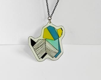 Dog necklace, Origami bulldog geometric necklace, Acrylic pet necklace, Dog pendant, Animal jewelry, Dog lover gift