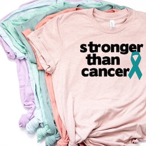 Ovarian Cancer Shirt, Stronger Than Cancer, Ovarian Cancer, Ovarian Cancer Awareness, Cancer T Shirt, Ovarian Cancer Support - Item 256