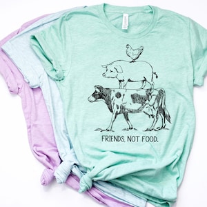 Friends Not Food Shirt, Vegan Shirt, Shirt for Vegans, Vegan TShirt, Vegan T Shirt, Vegan Gift, Shirt for Vegans, Animal Lover - Item 1380