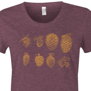 Ladies Pine Cone T Shirt Women's Nature TShirt Soft American Apparel Poly Cotton Item 1949 image 1
