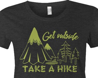 Women's Go Take A Hike Tee - Camping T Shirt - American Apparel Ladies Poly Cotton T-Shirt - Item 2078