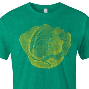 Men's Cabbage T Shirt - Vegetarian T Shirt - Veggie Tee - American Apparel Mens Poly Cotton T-Shirt - Item 2389