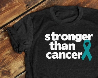 Ovarian Cancer TShirt, Stronger Than Cancer, Ovarian Cancer, Ovarian Cancer Survivor, Cancer T Shirt, Ovarian Cancer Support - Item 256