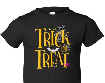 Kid's Halloween T Shirt - Trick or Treat Costume Tee - Children's Halloween Shirt - Unisex Toddler T Shirt - Item 4026