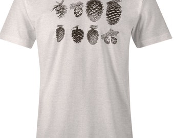 Pine Cone T Shirt - Men's Nature T Shirt - American Apparel Men's Poly Cotton T-Shirt - Item 1948
