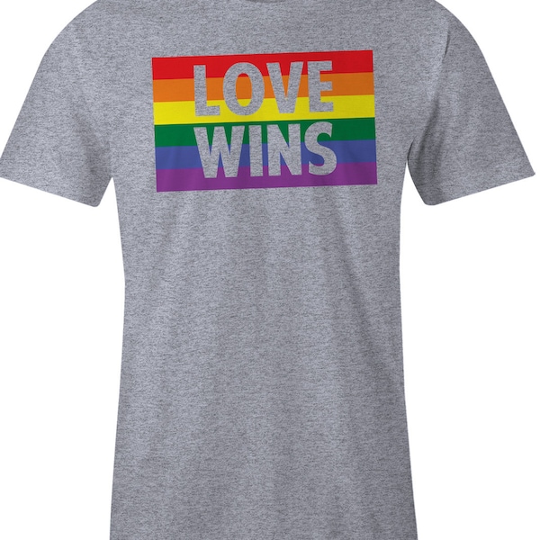 Love Wins Rainbow T Shirt - Marriage Equality - Love Wins American Apparel Mens T-Shirt - Item 1806