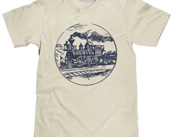 Unisex Antique Train T Shirt - Men's Cotton T-Shirt - Item 2347