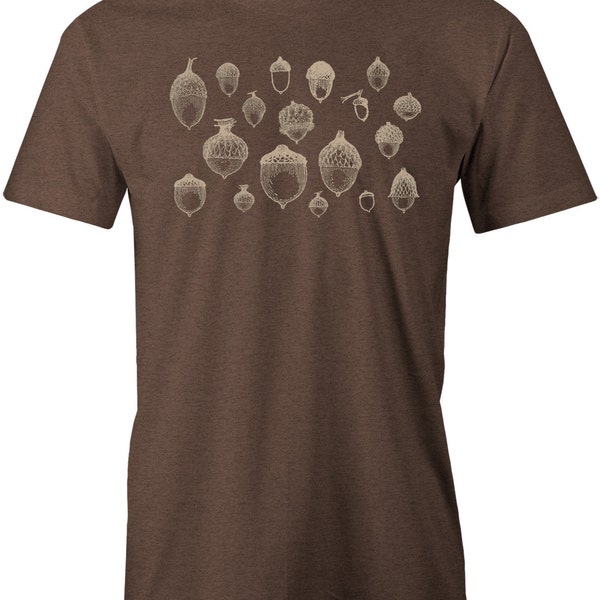 Acorn T- Shirt - Unisex Nature Tee - Light Brown Ink - Item 1004