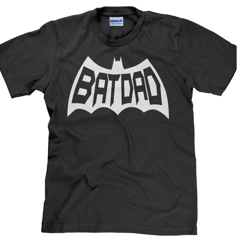 Batdad Shirt, Father's Day Gift, Dad Shirt, Batdad T Shirt, Father's Day Shirt, Superhero Shirt, Batdad, Dad T Shirt Item 3630 White Ink image 1