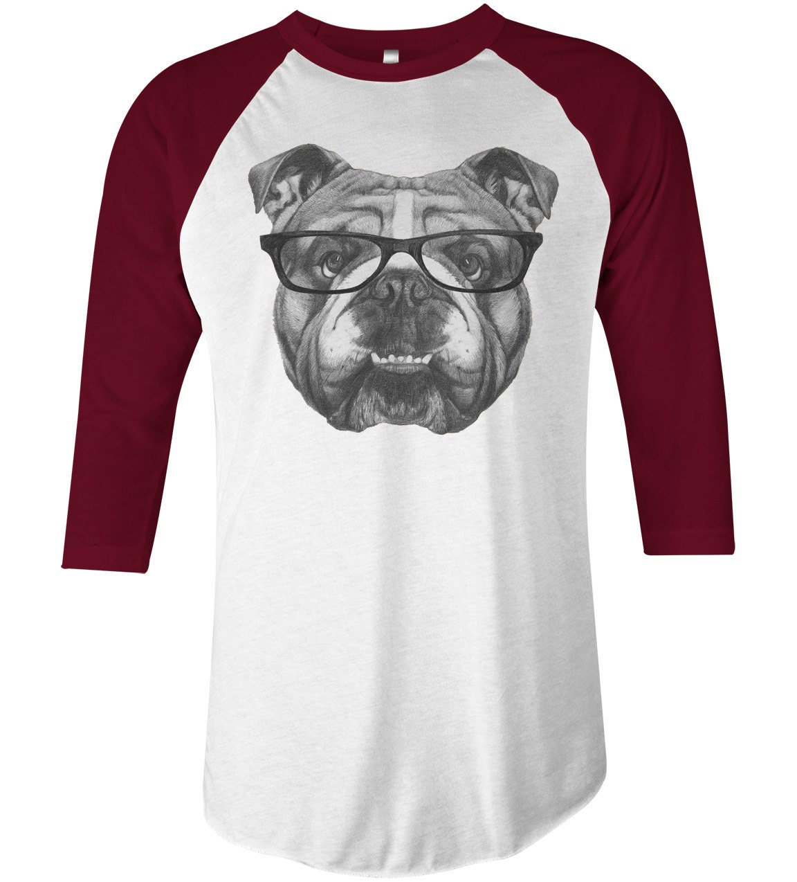 Unisex Bulldog Baseball T Shirt Bulldog in Glasses T Shirt Etsy