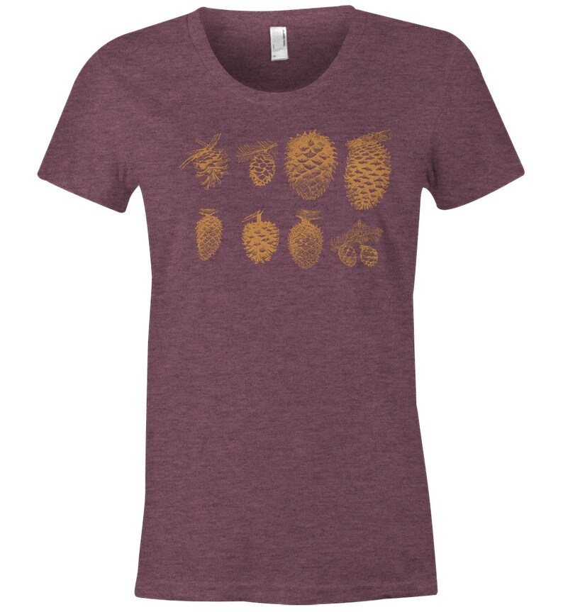 Ladies Pine Cone T Shirt Women's Nature TShirt Soft American Apparel Poly Cotton Item 1949 image 1