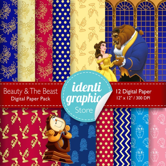 Beauty and the Beast Digital Paper Pack Instant Download Backgrounds Digital Scrapbook Paper Clipart Digital paper for Scrapbook
