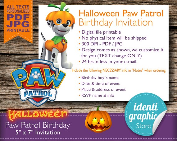 paw patrol birthday invitations kids party printables etsy