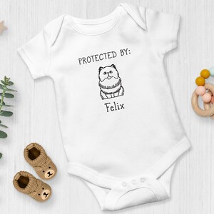Protected By Cat Personalized Onesie® | My Siblings Have Paws | Custom Cat Breed Onesie