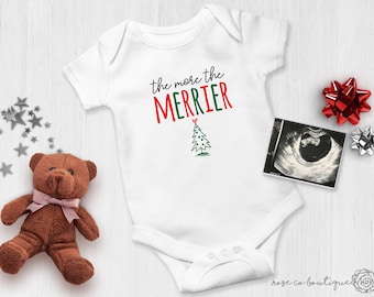 Christmas Pregnancy Announcement Onesie® | The More The Merrier | Xmas Reveal