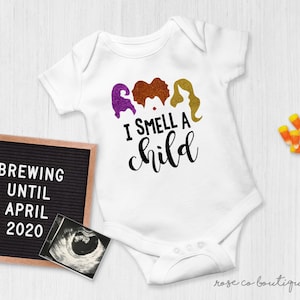 Halloween Pregnancy Announcement Onesie® | I Smell A Child Onesie® | Twins | Triplets